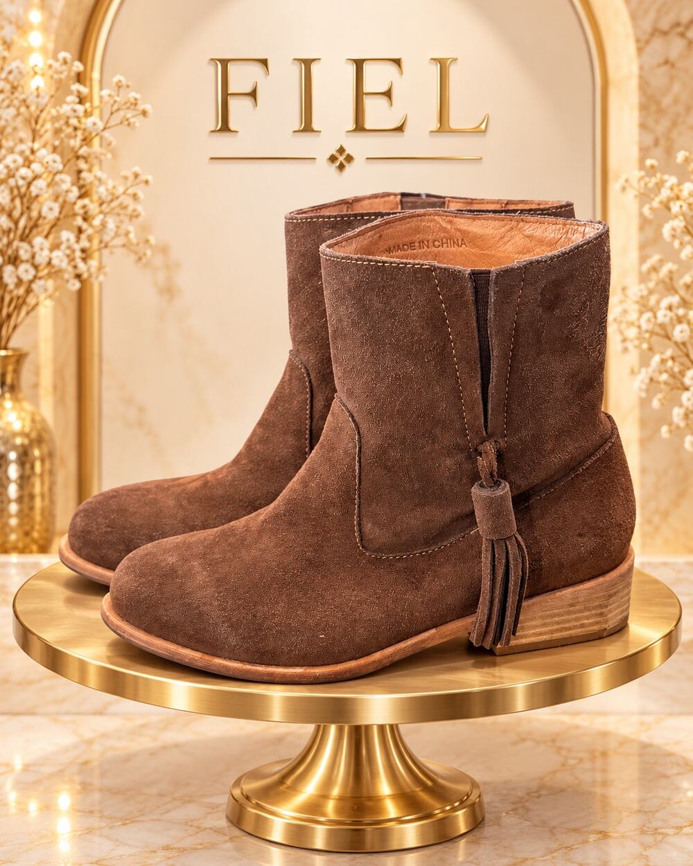Fiel Brown Suede Tassel Ankle Boots Booties Women’s Size 6
